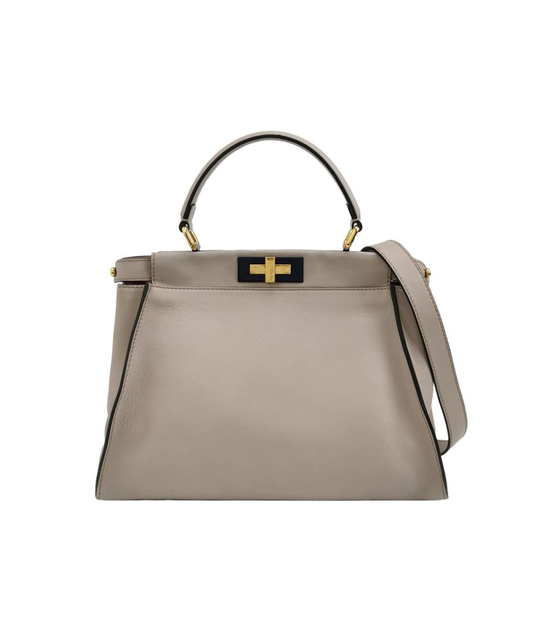 FENDI Бежевая кожаная сумка тоут, фото 1