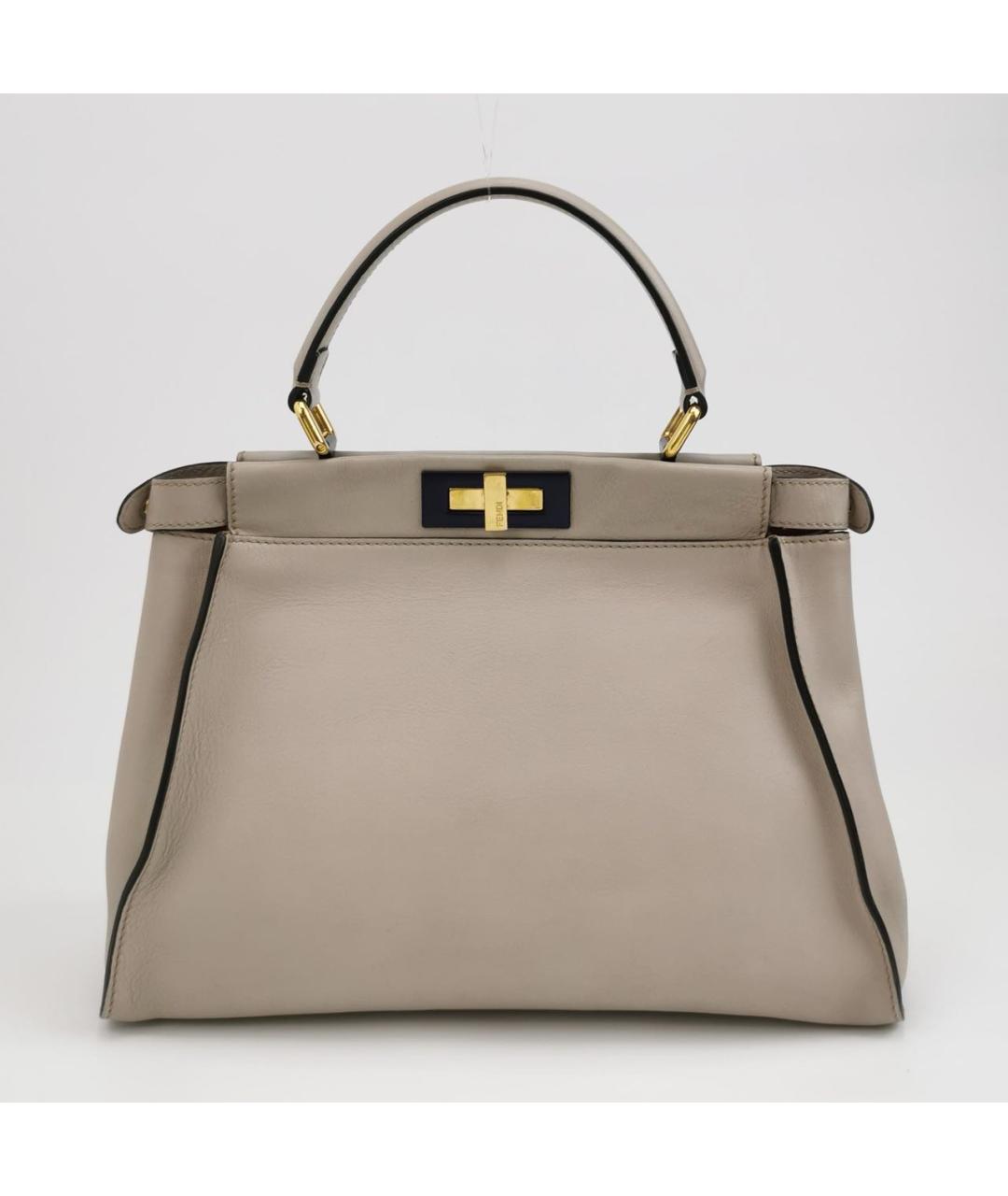 FENDI Бежевая кожаная сумка тоут, фото 2