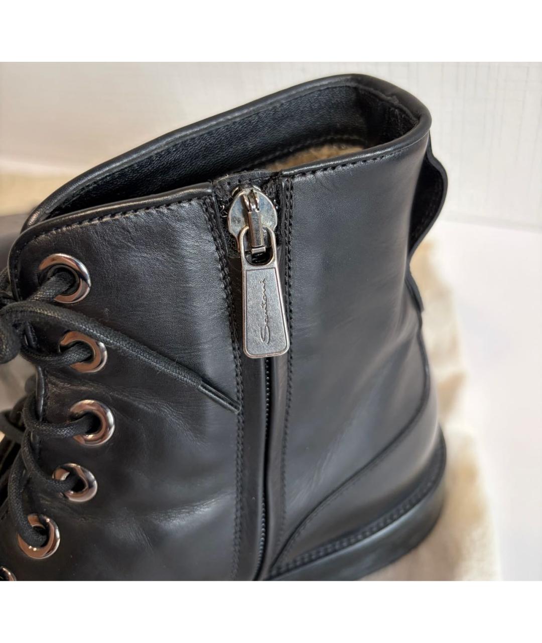 SANTONI Черные кожаные ботинки, фото 5