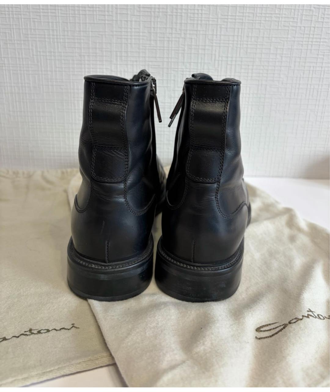 SANTONI Черные кожаные ботинки, фото 4