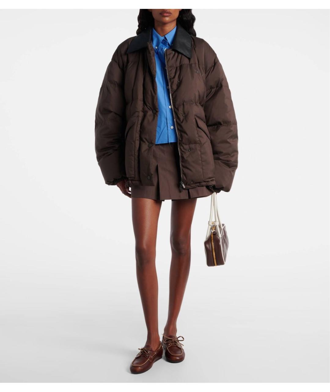 MIU MIU Коричневый полиэстеровый пуховик, фото 6