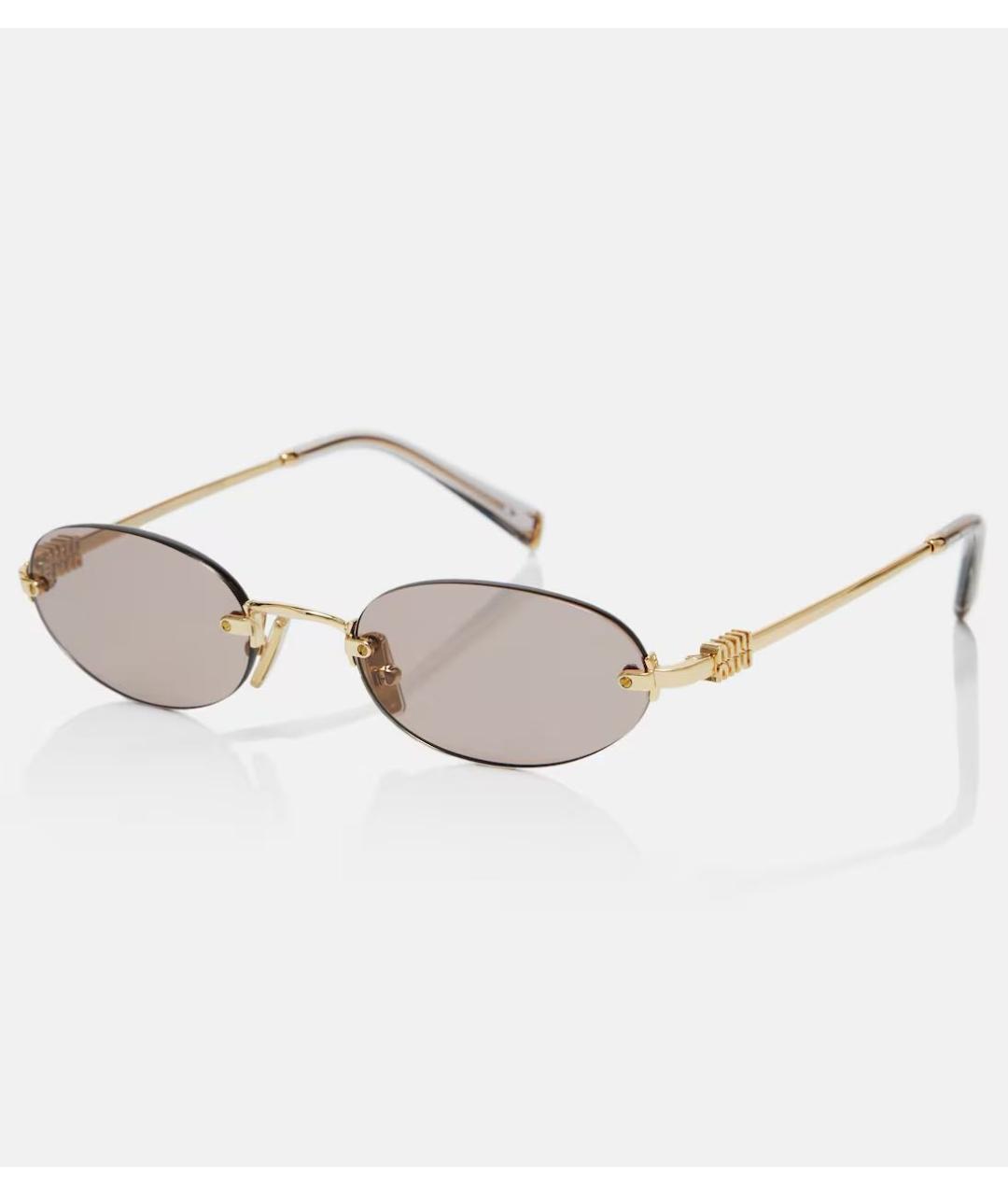 MIU MIU Золотые металлические солнцезащитные очки, фото 2