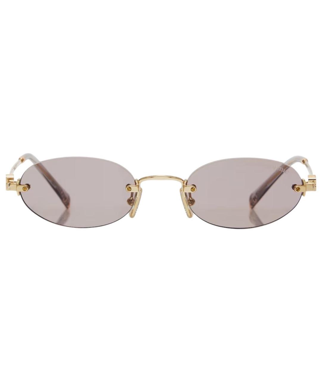 MIU MIU Золотые металлические солнцезащитные очки, фото 1