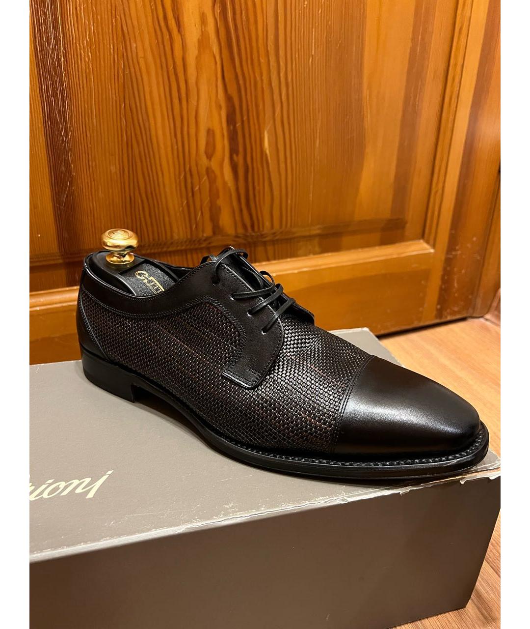 BRIONI Черные кожаные туфли, фото 2