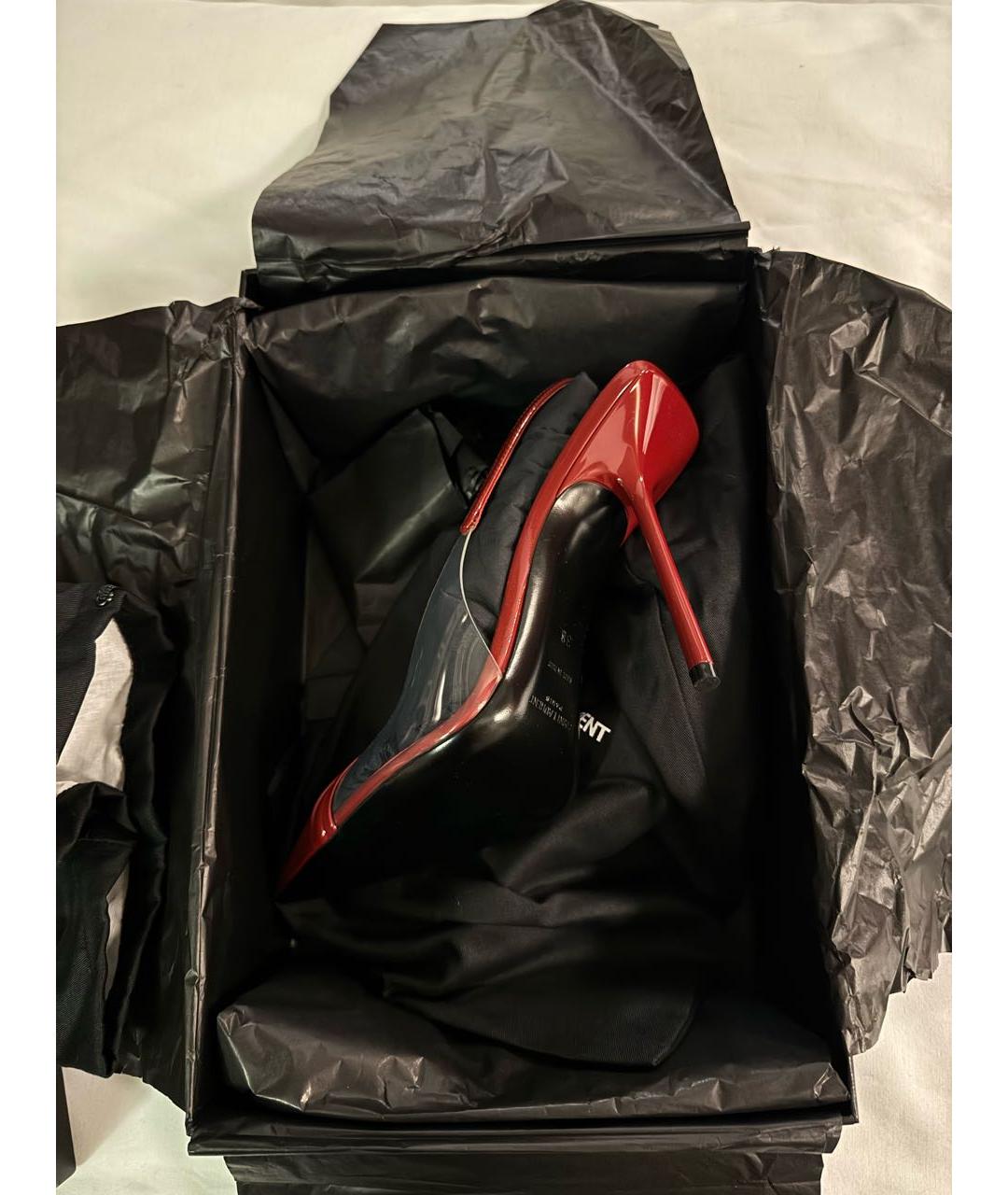 SAINT LAURENT Красные кожаные туфли, фото 4