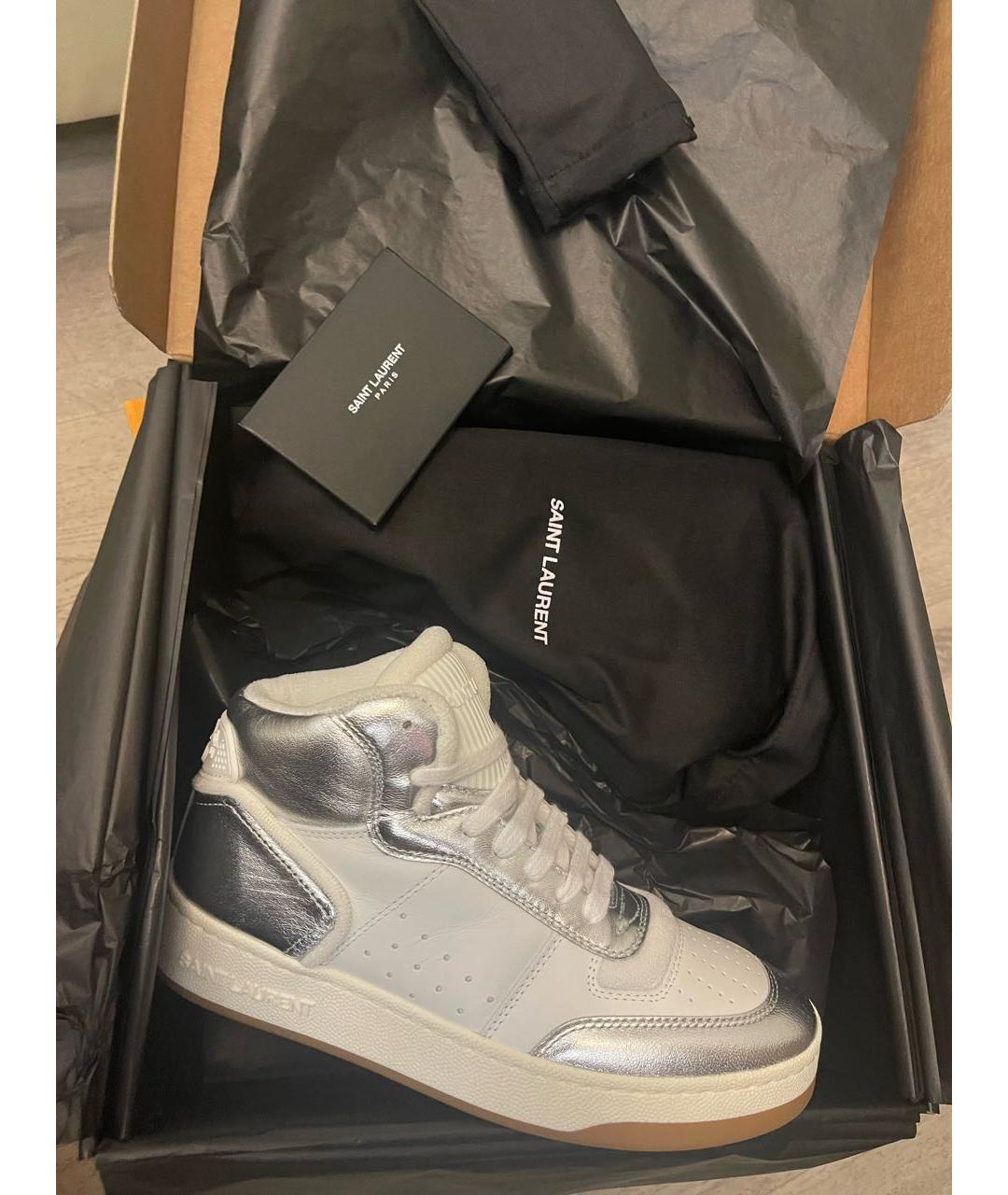 SAINT LAURENT Белые кожаные кроссовки, фото 6