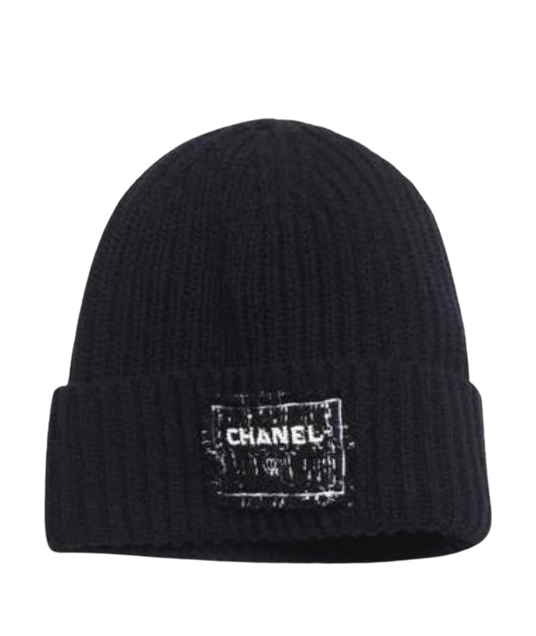 CHANEL Черная шерстяная шапка, фото 1