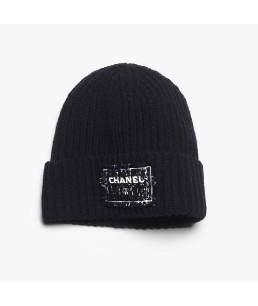 CHANEL Черная шерстяная шапка, фото 3