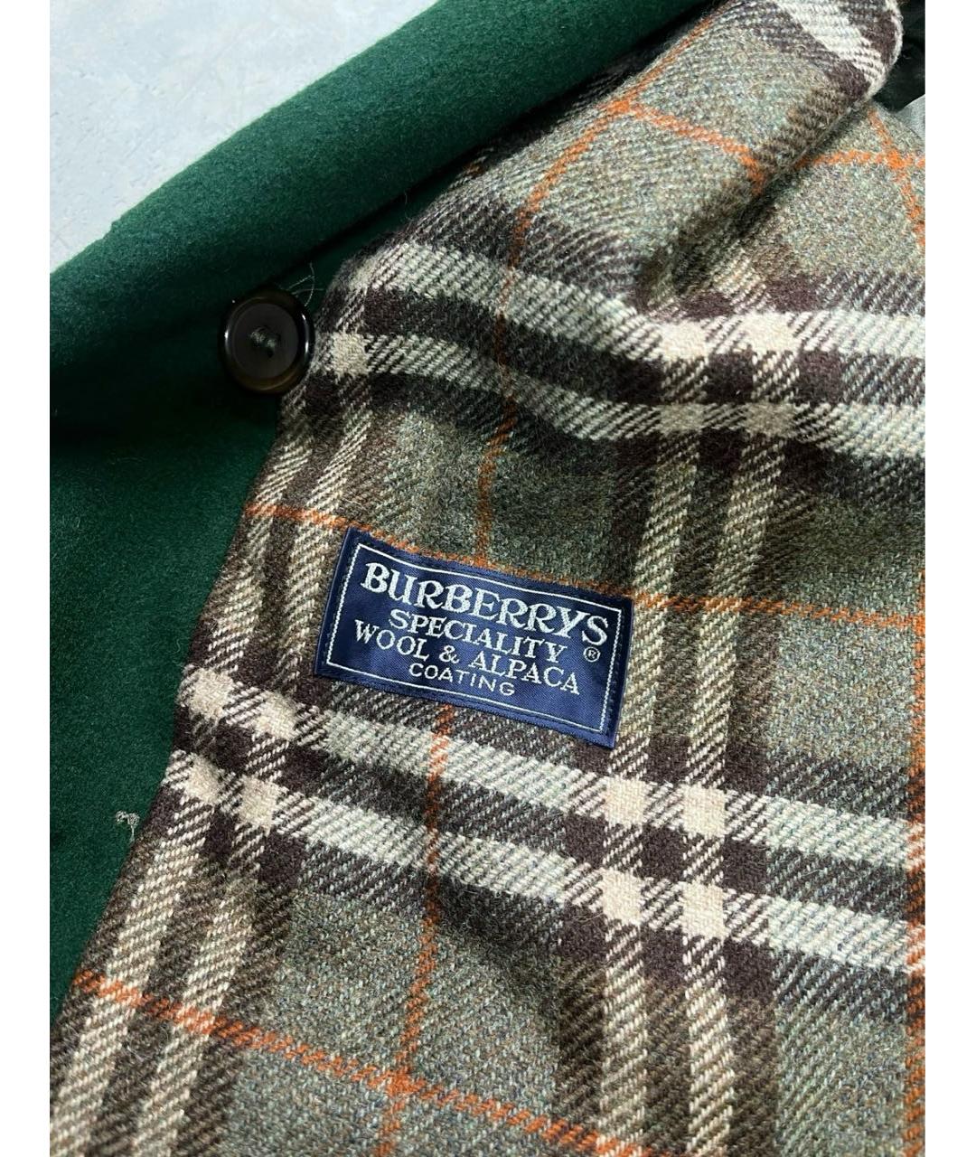 BURBERRY Зеленый шерстяной тренч / плащ, фото 4