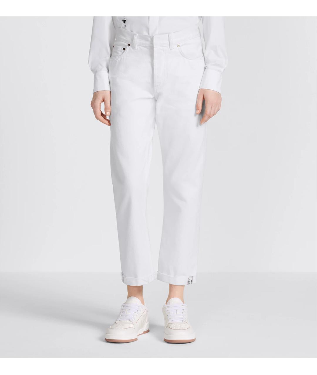 CHRISTIAN DIOR Белые хлопковые прямые брюки, фото 2