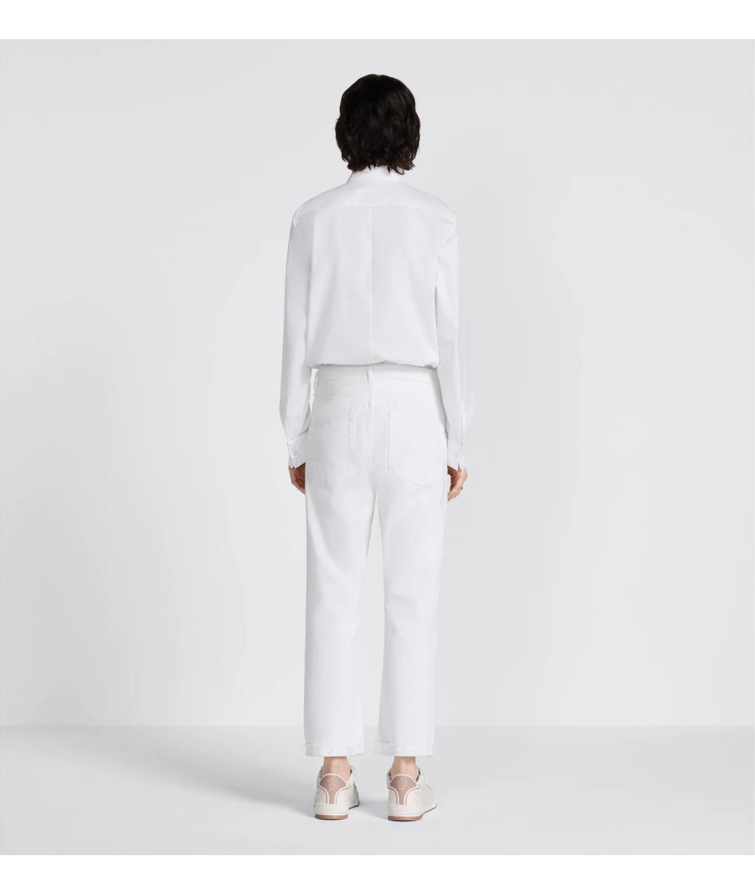 CHRISTIAN DIOR Белые хлопковые прямые брюки, фото 3