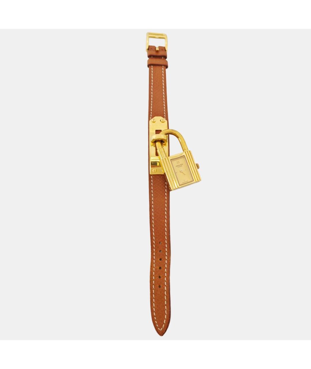 HERMES Золотые кожаные часы, фото 3