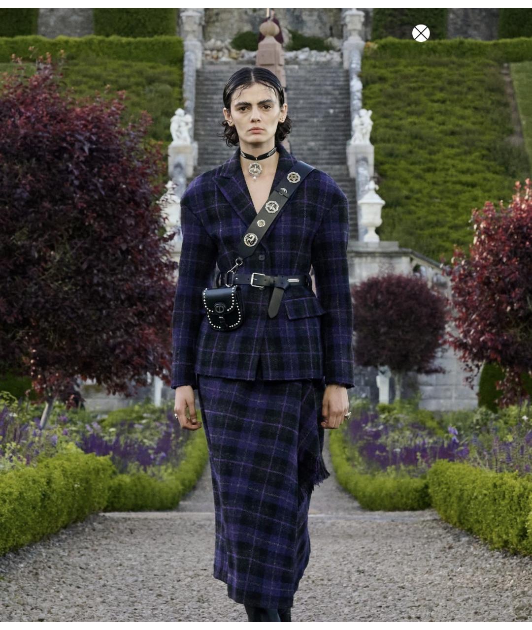 CHRISTIAN DIOR Фиолетовая шерстяная юбка миди, фото 3