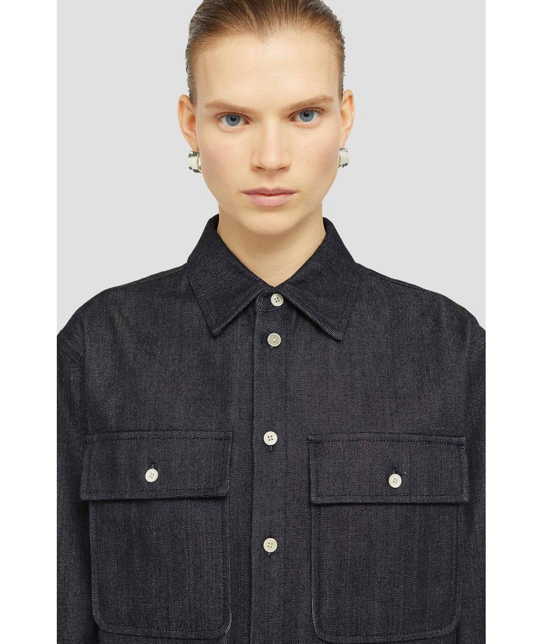 JIL SANDER Темно-синяя хлопковая рубашка, фото 2