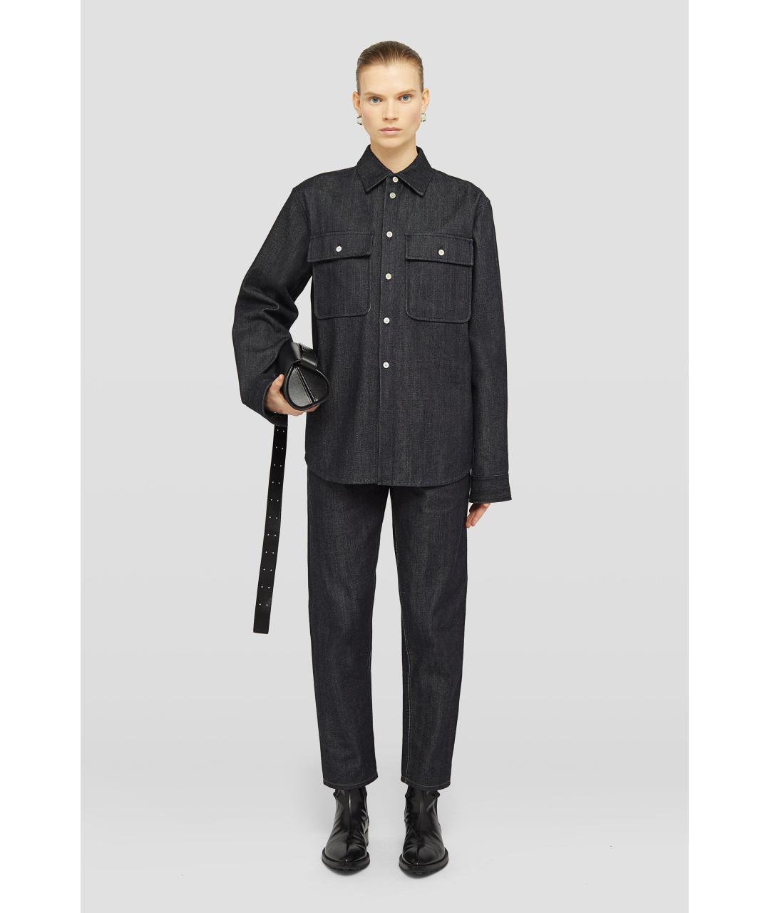 JIL SANDER Темно-синяя хлопковая рубашка, фото 3