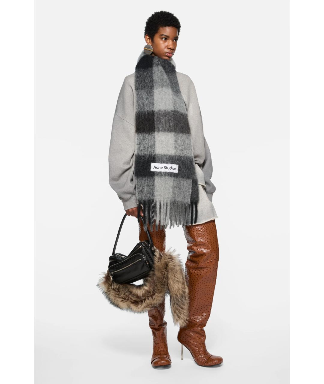 ACNE STUDIOS Серый шарф, фото 2