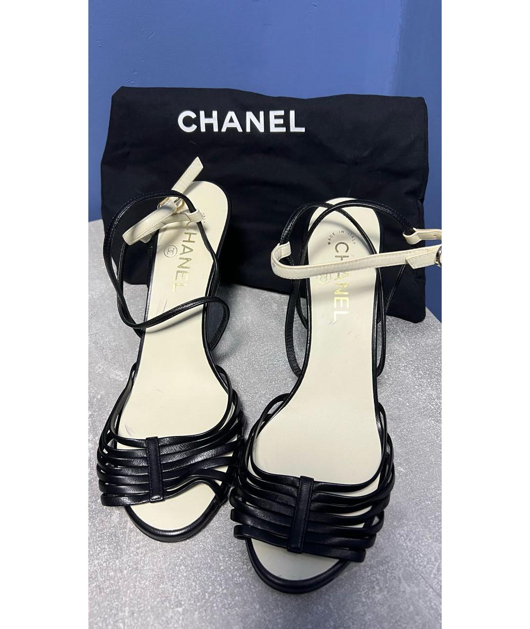 CHANEL Черные кожаные босоножки, фото 2
