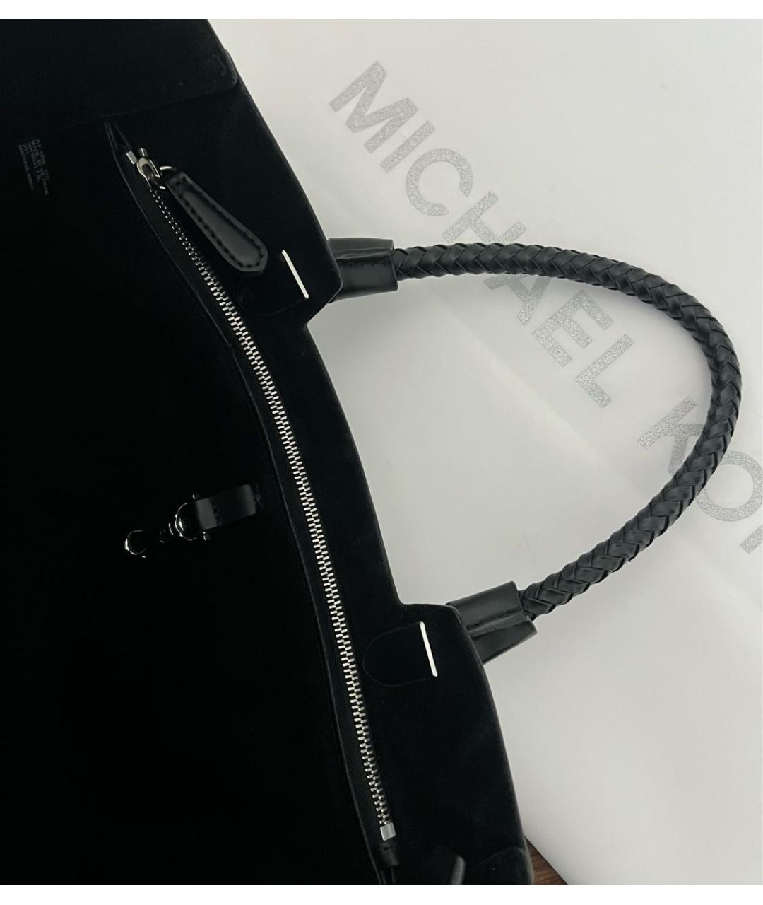 MICHAEL MICHAEL KORS Черная кожаная сумка тоут, фото 8