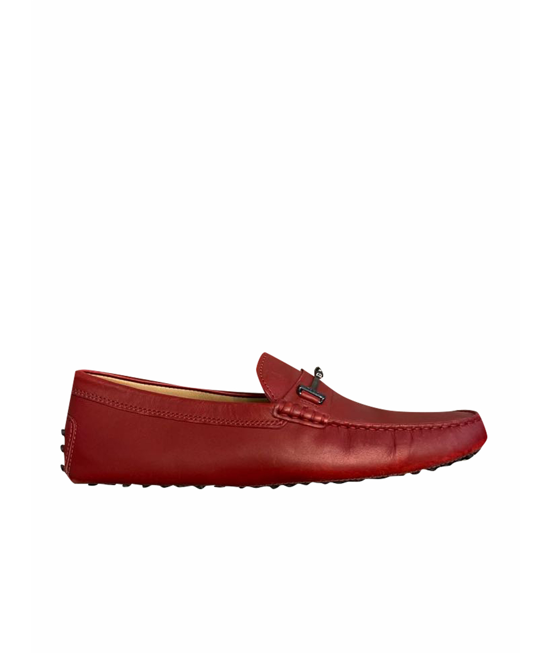 TOD'S Бордовые кожаные мокасины, фото 1