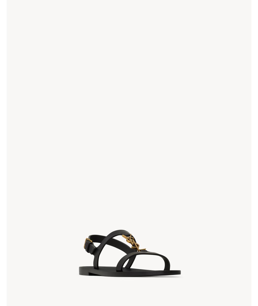 SAINT LAURENT Черные кожаные сандалии, фото 2