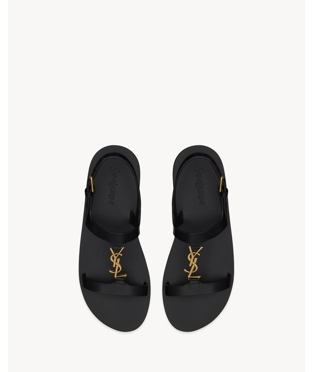 SAINT LAURENT Черные кожаные сандалии, фото 3