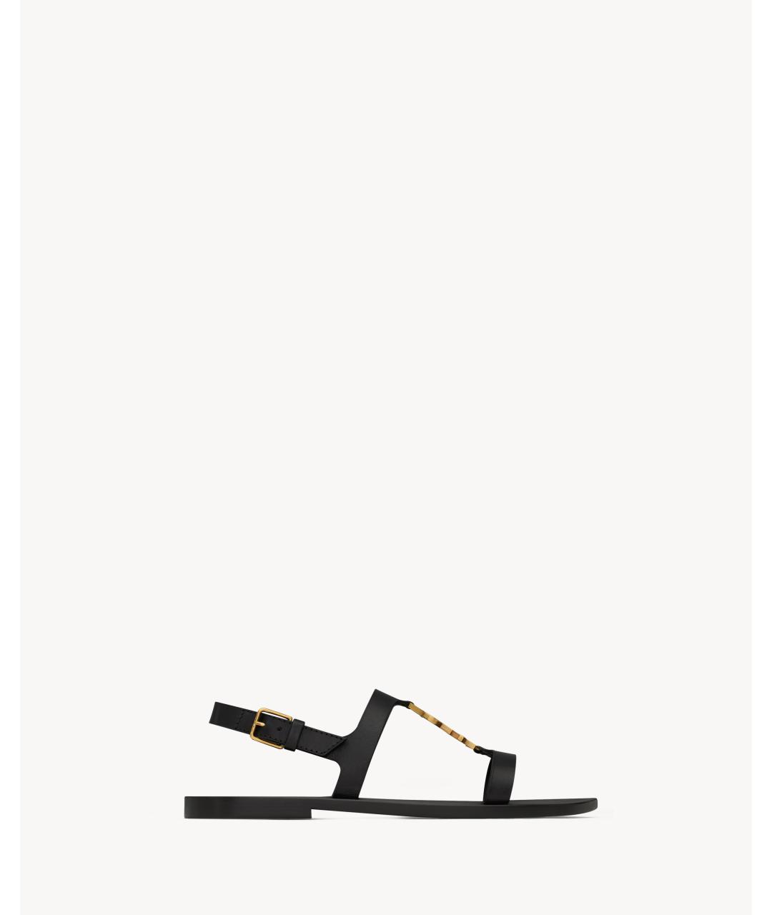 SAINT LAURENT Черные кожаные сандалии, фото 4