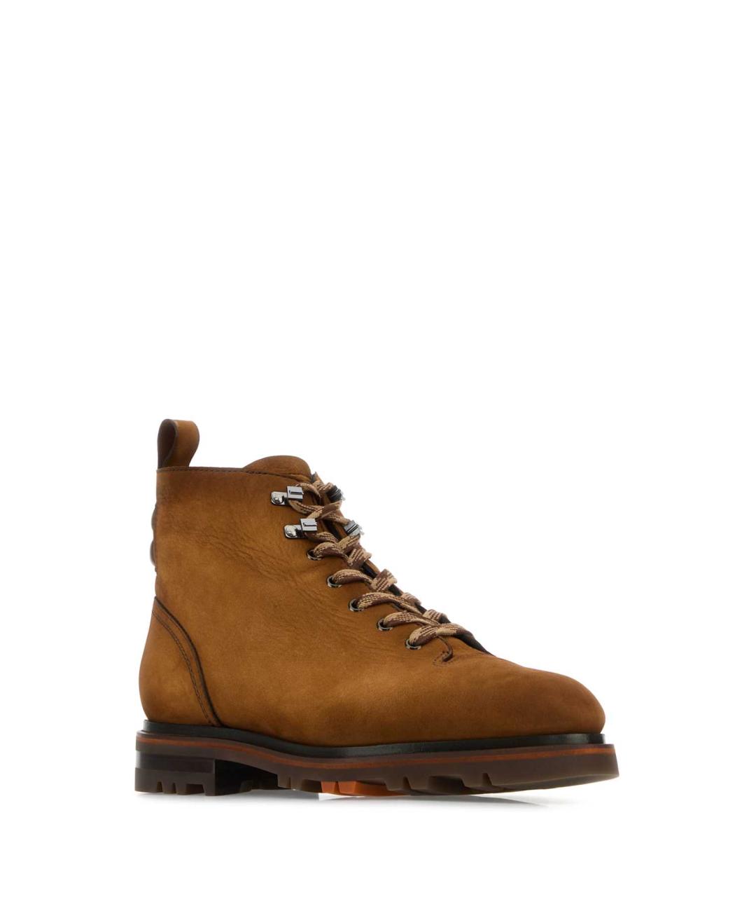 SANTONI Коричневые кожаные низкие ботинки, фото 2