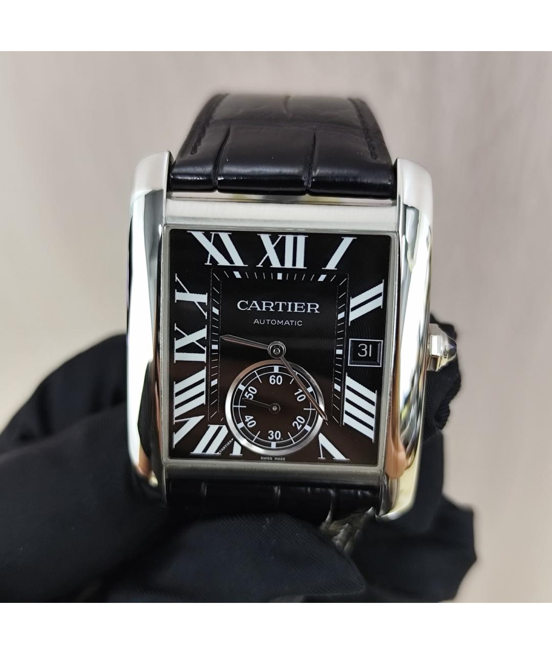 CARTIER Черные металлические часы, фото 8