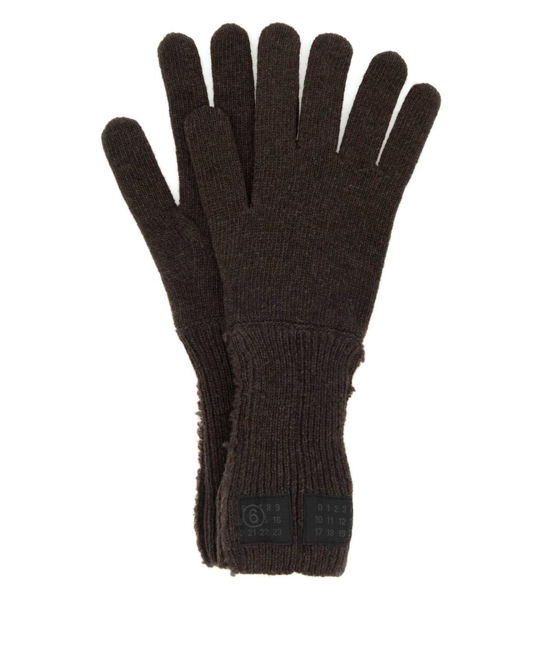 MM6 MAISON MARGIELA Коричневые шерстяные перчатки, фото 1