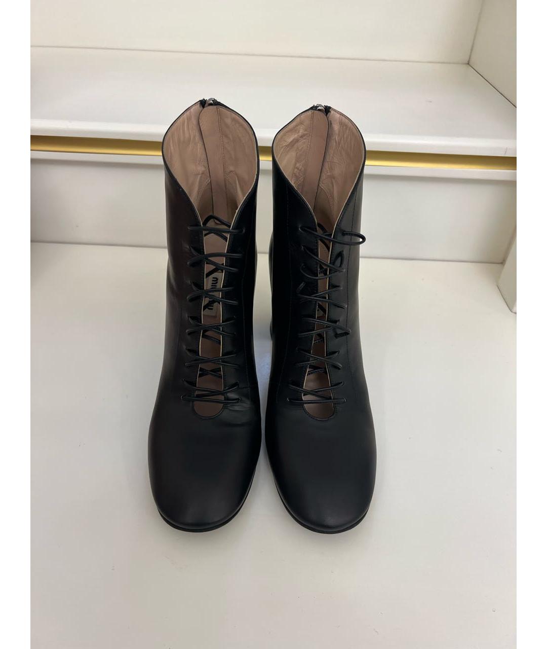 MIU MIU Черные кожаные ботильоны, фото 2