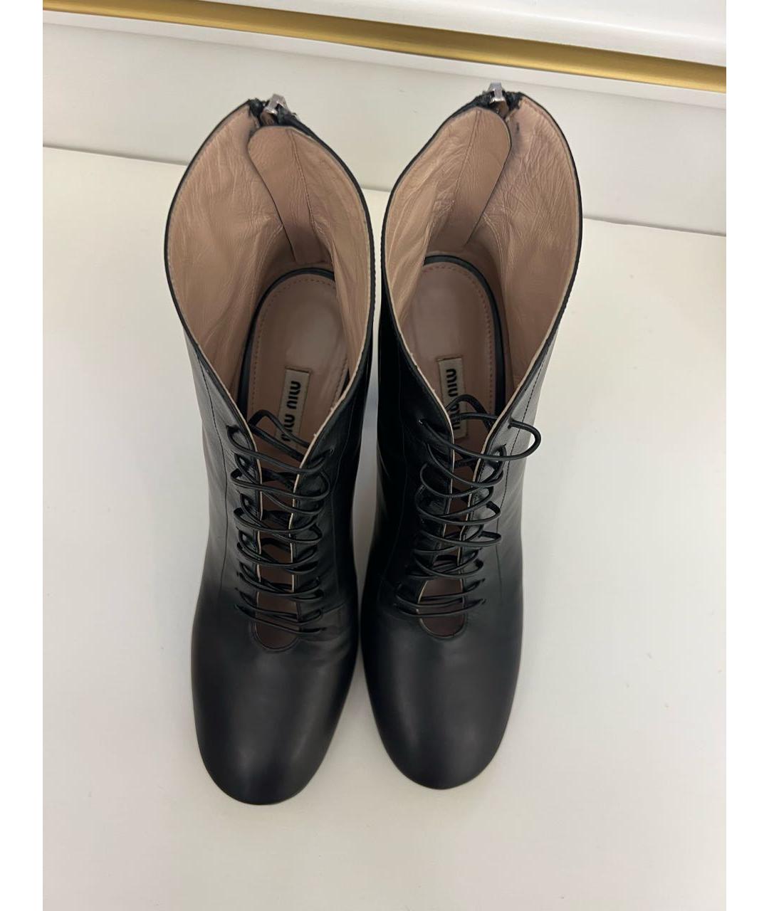 MIU MIU Черные кожаные ботильоны, фото 3