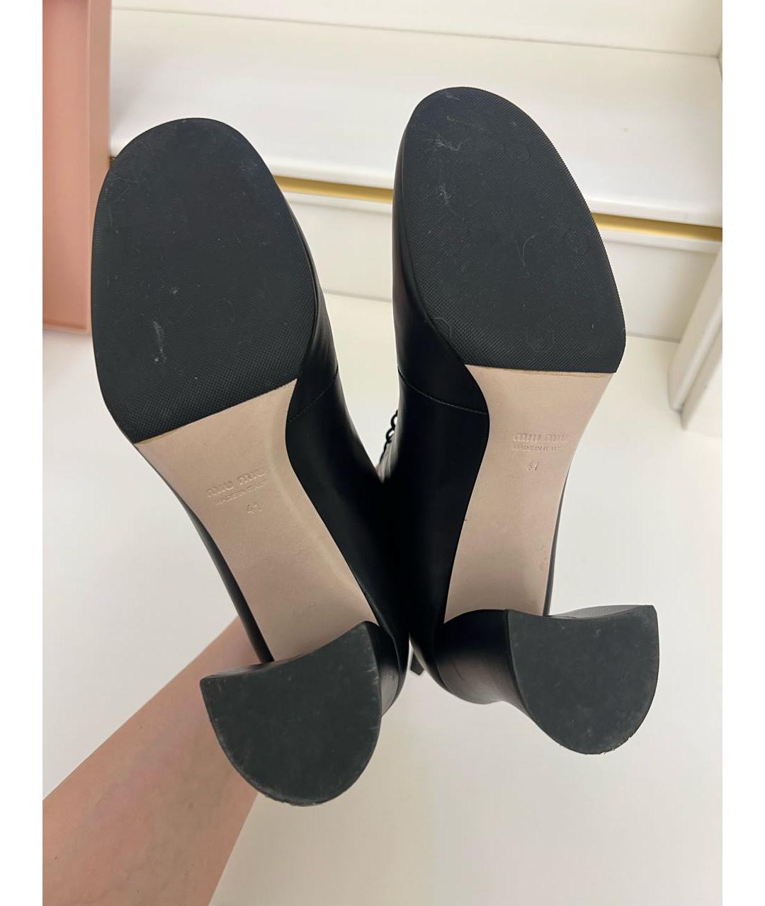 MIU MIU Черные кожаные ботильоны, фото 5