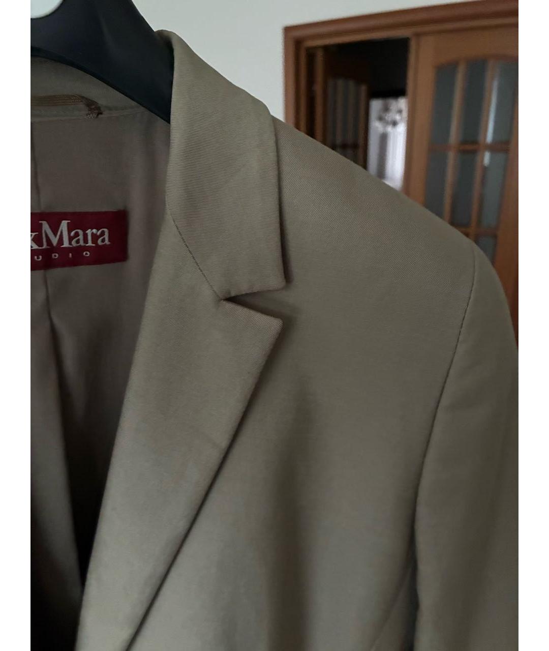 MAX MARA STUDIO Бежевый хлопко-эластановый жакет/пиджак, фото 4