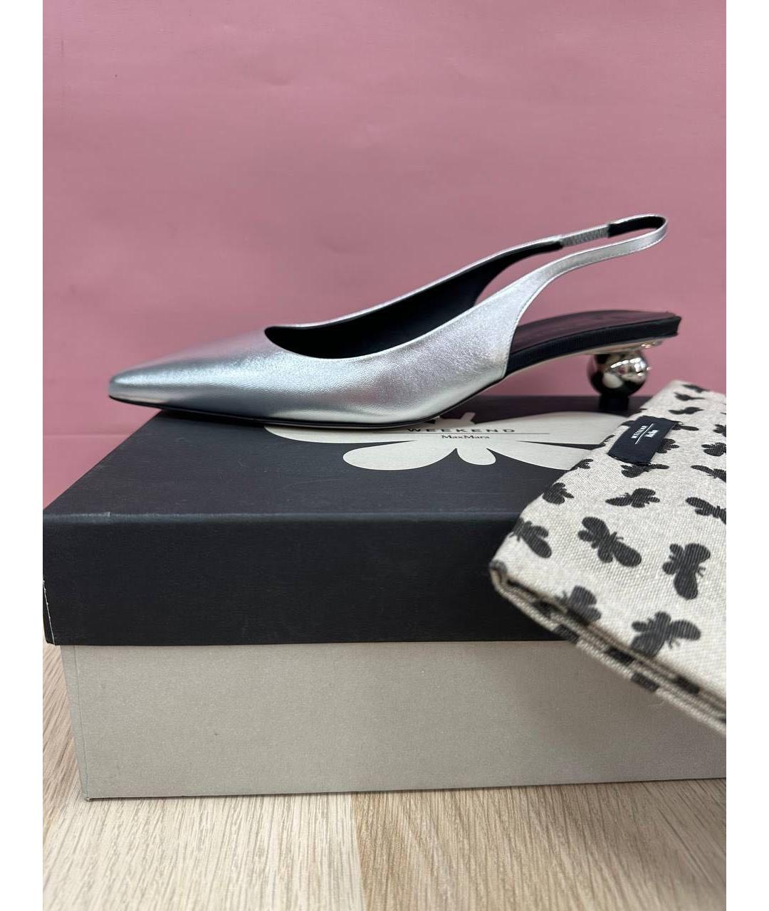 WEEKEND MAX MARA Серебряные кожаные туфли, фото 3
