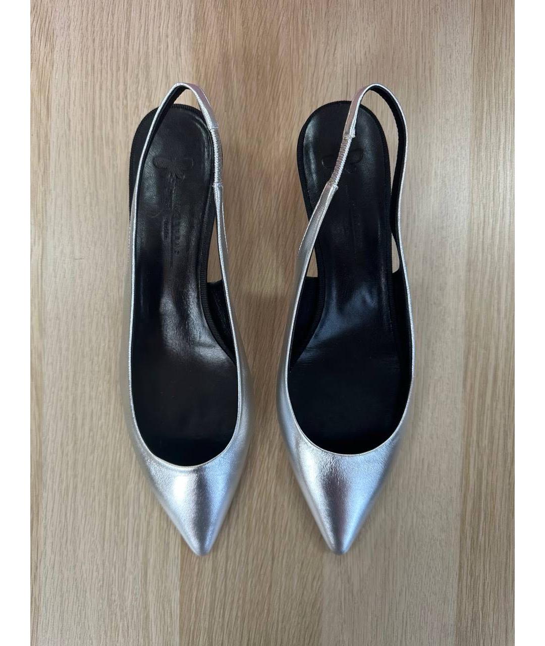 WEEKEND MAX MARA Серебряные кожаные туфли, фото 5