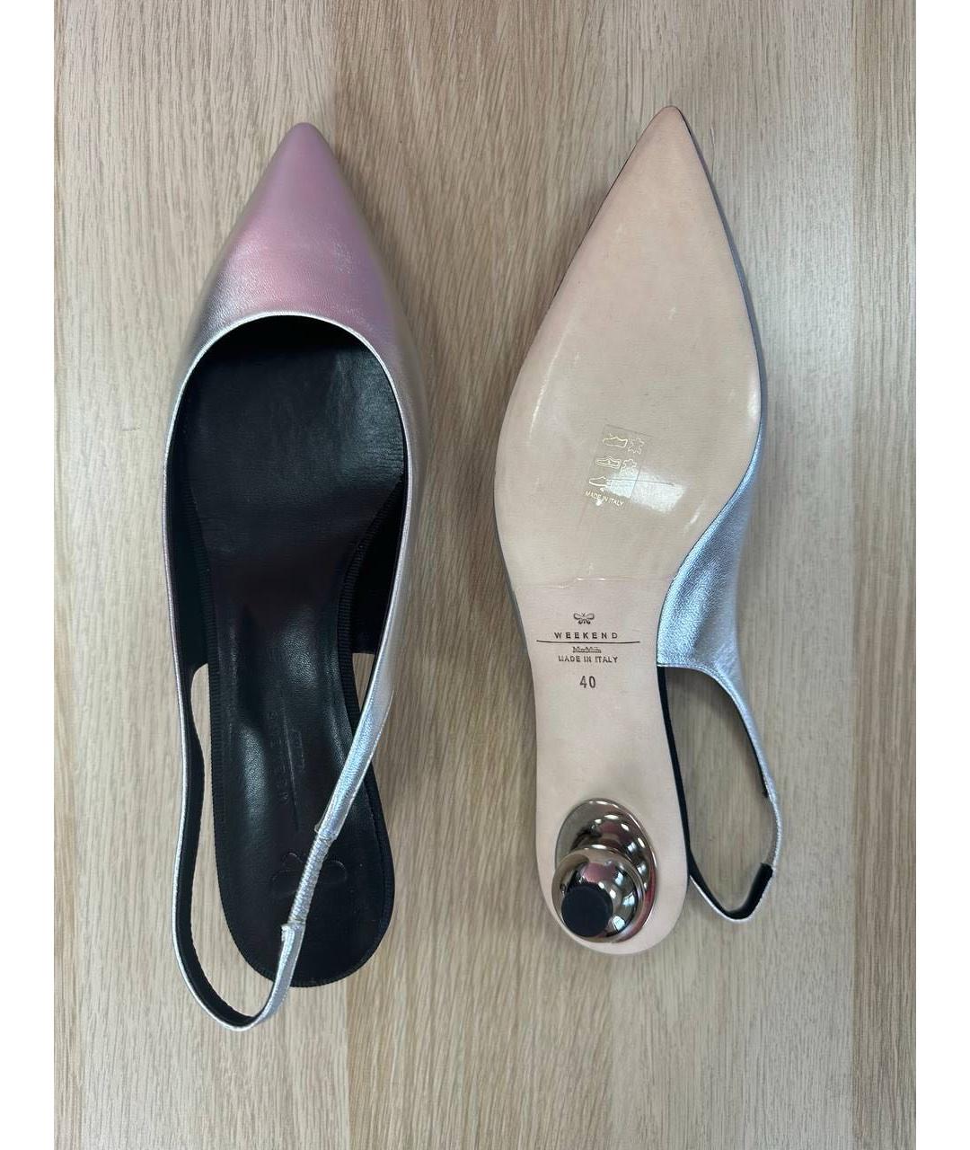 WEEKEND MAX MARA Серебряные кожаные туфли, фото 6