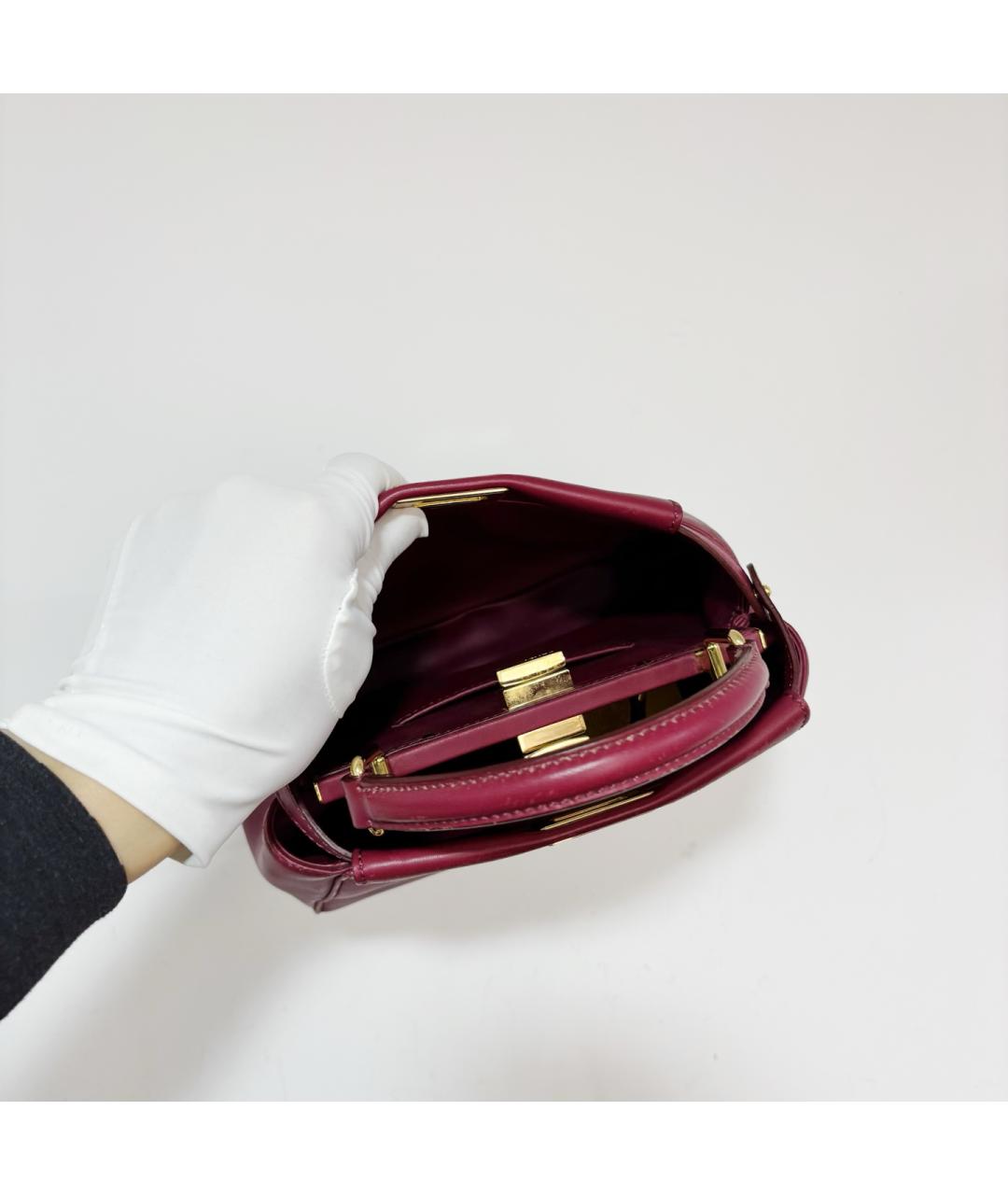 FENDI Красная кожаная сумка с короткими ручками, фото 5