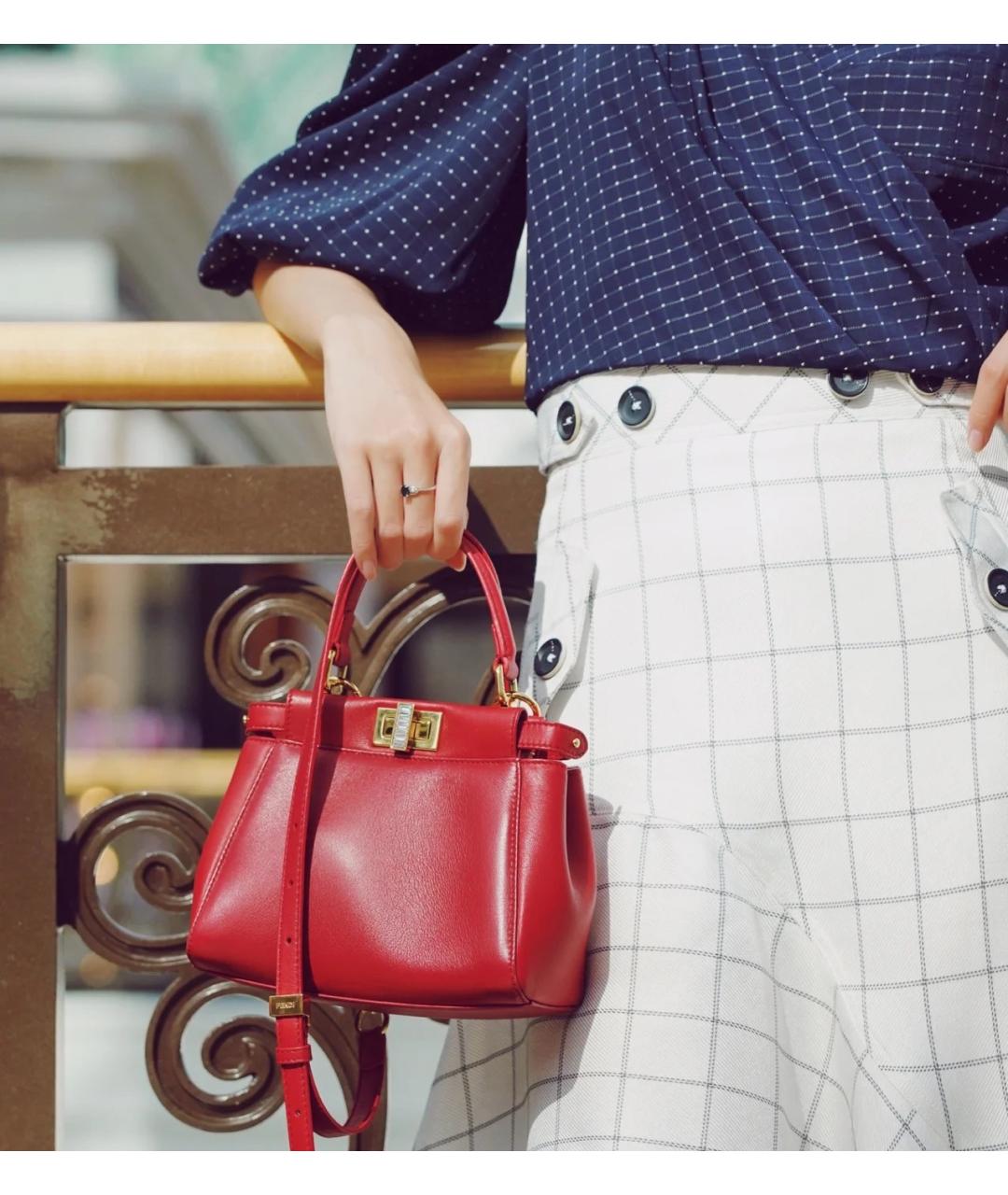 FENDI Красная кожаная сумка с короткими ручками, фото 7