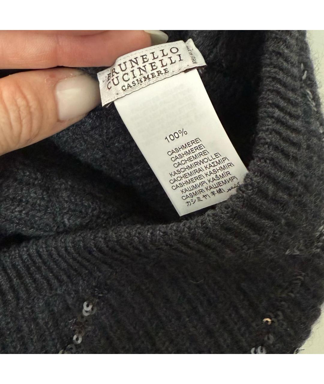 BRUNELLO CUCINELLI Серая кашемировая шапка, фото 4