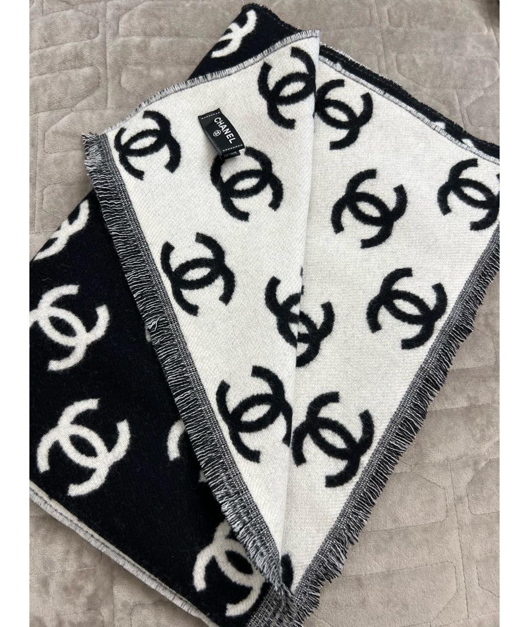 CHANEL Черный кашемировый шарф, фото 3