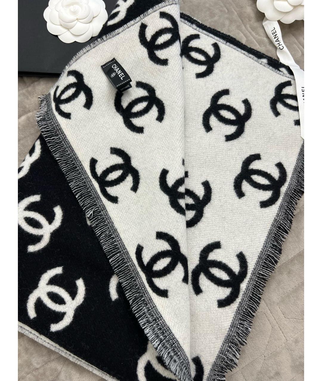 CHANEL Черный кашемировый шарф, фото 2