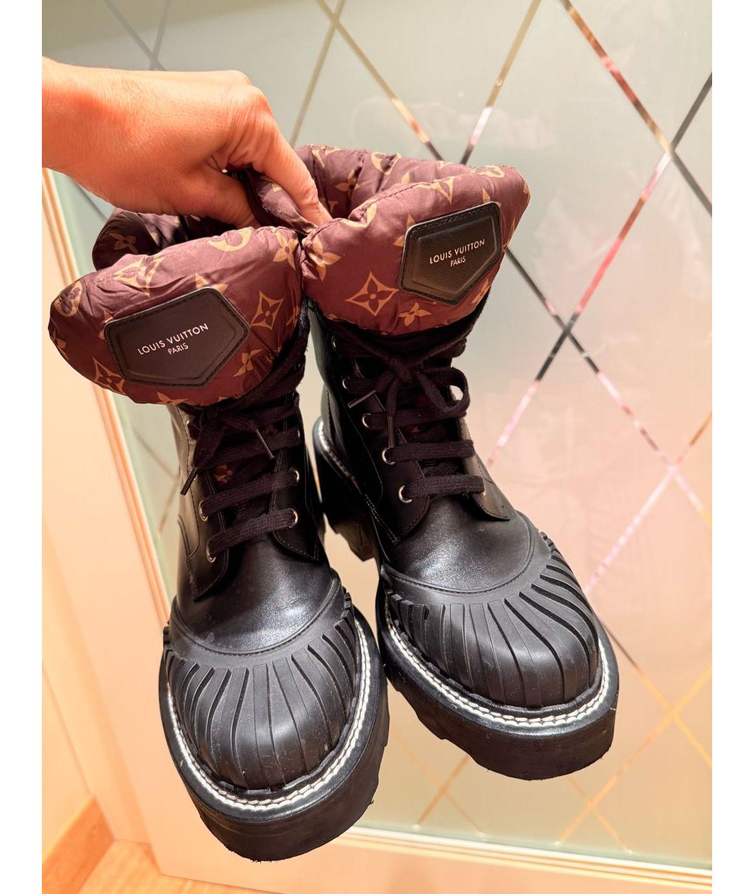 LOUIS VUITTON Черные кожаные ботинки, фото 7