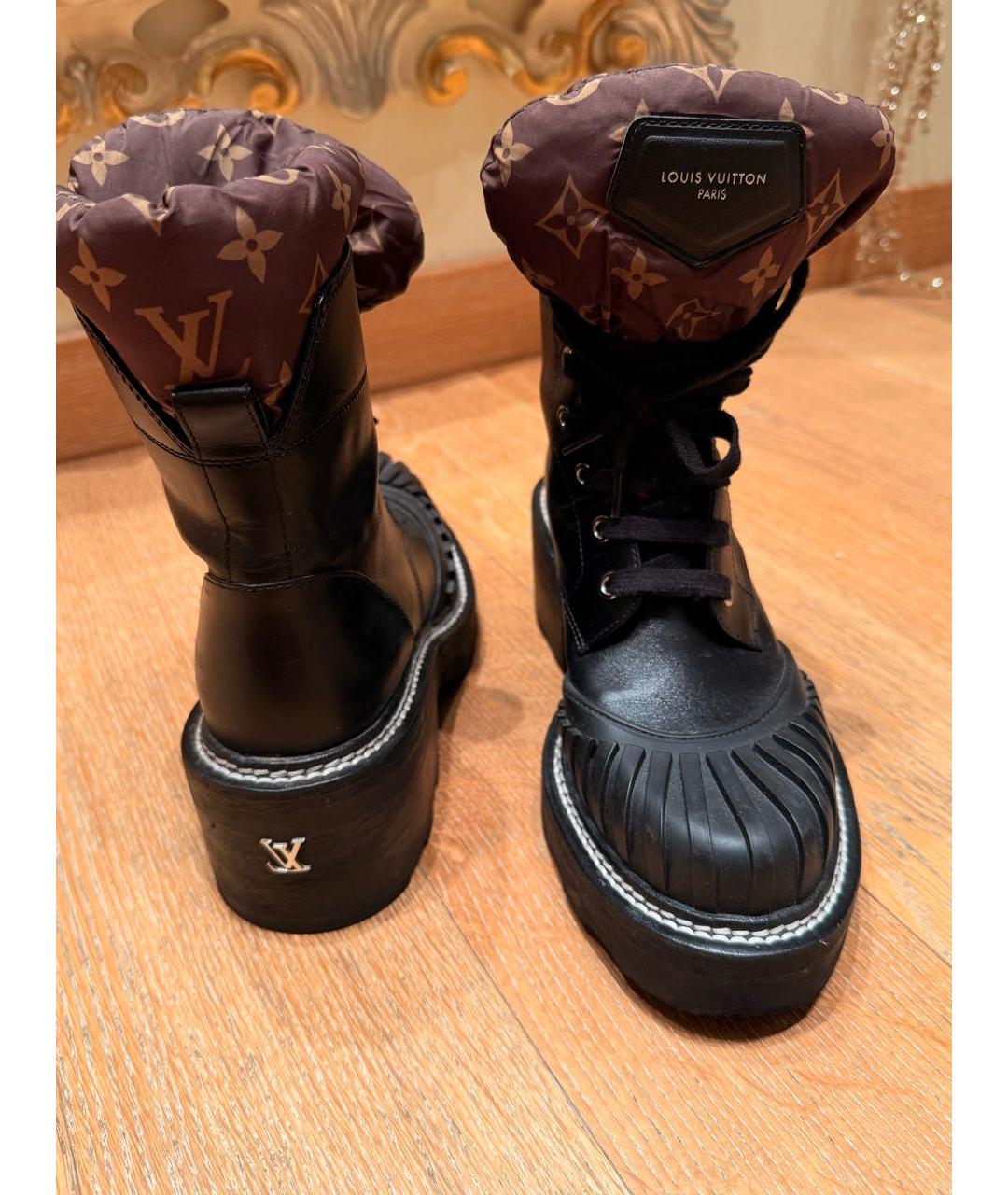 LOUIS VUITTON Черные кожаные ботинки, фото 4