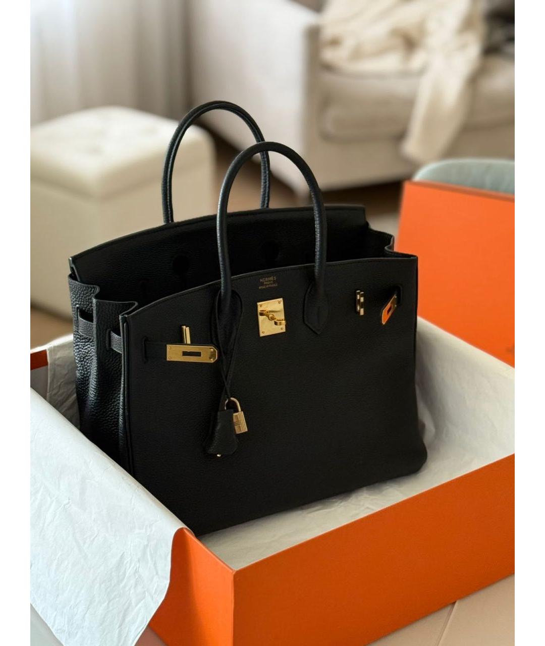 HERMES Черная кожаная сумка с короткими ручками, фото 9