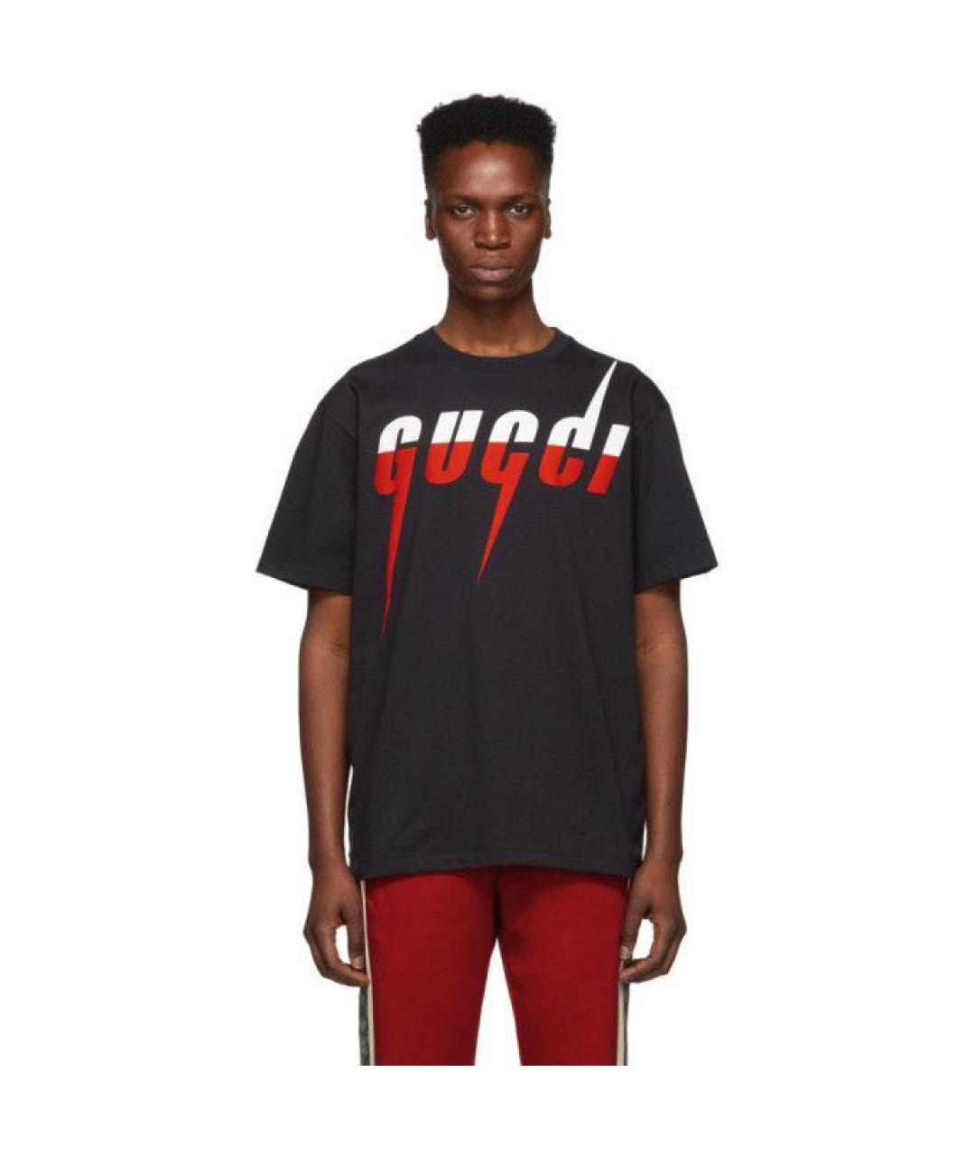 GUCCI Черная хлопковая футболка, фото 3
