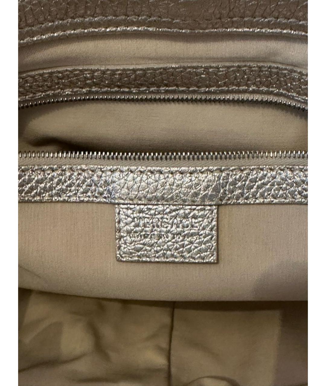 VERSACE Серебряная тканевая сумка с короткими ручками, фото 7
