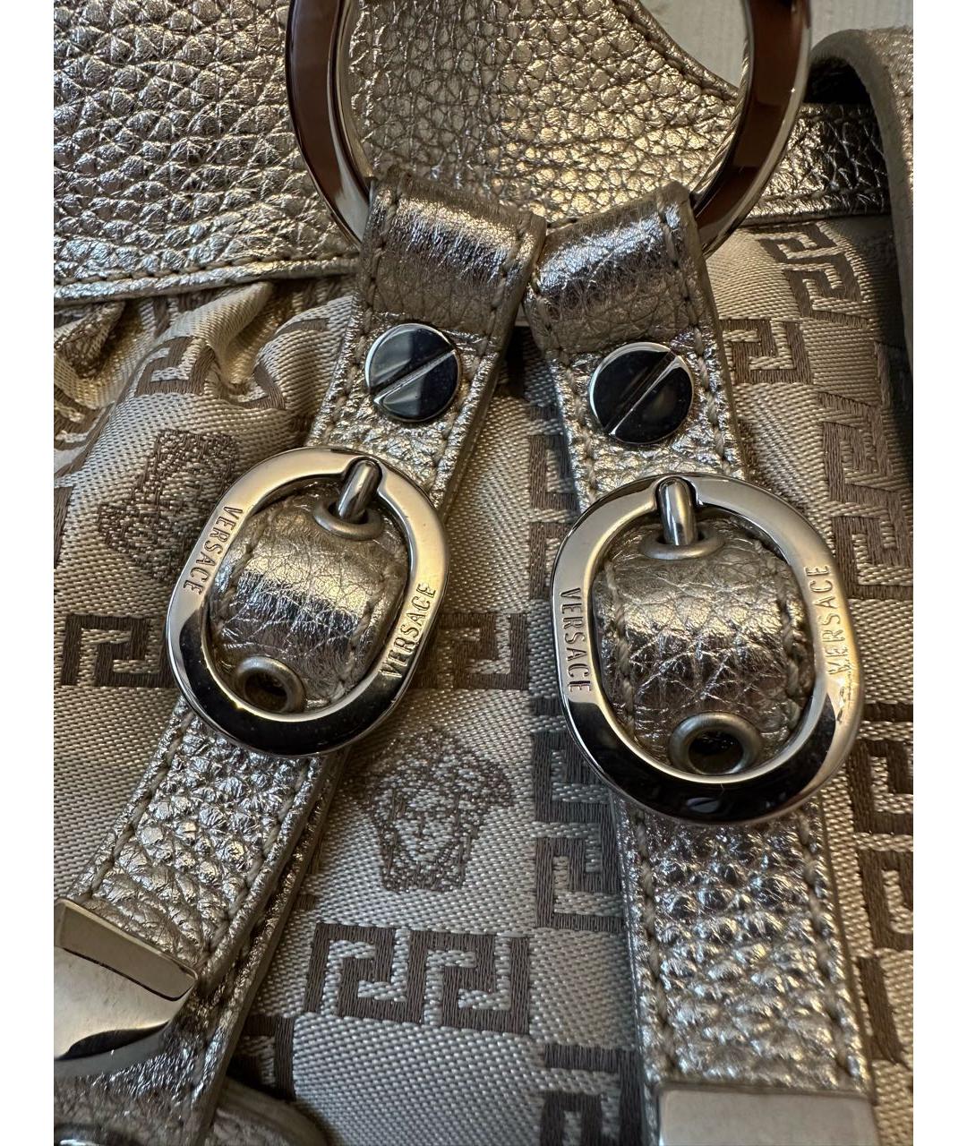 VERSACE Серебряная тканевая сумка с короткими ручками, фото 8