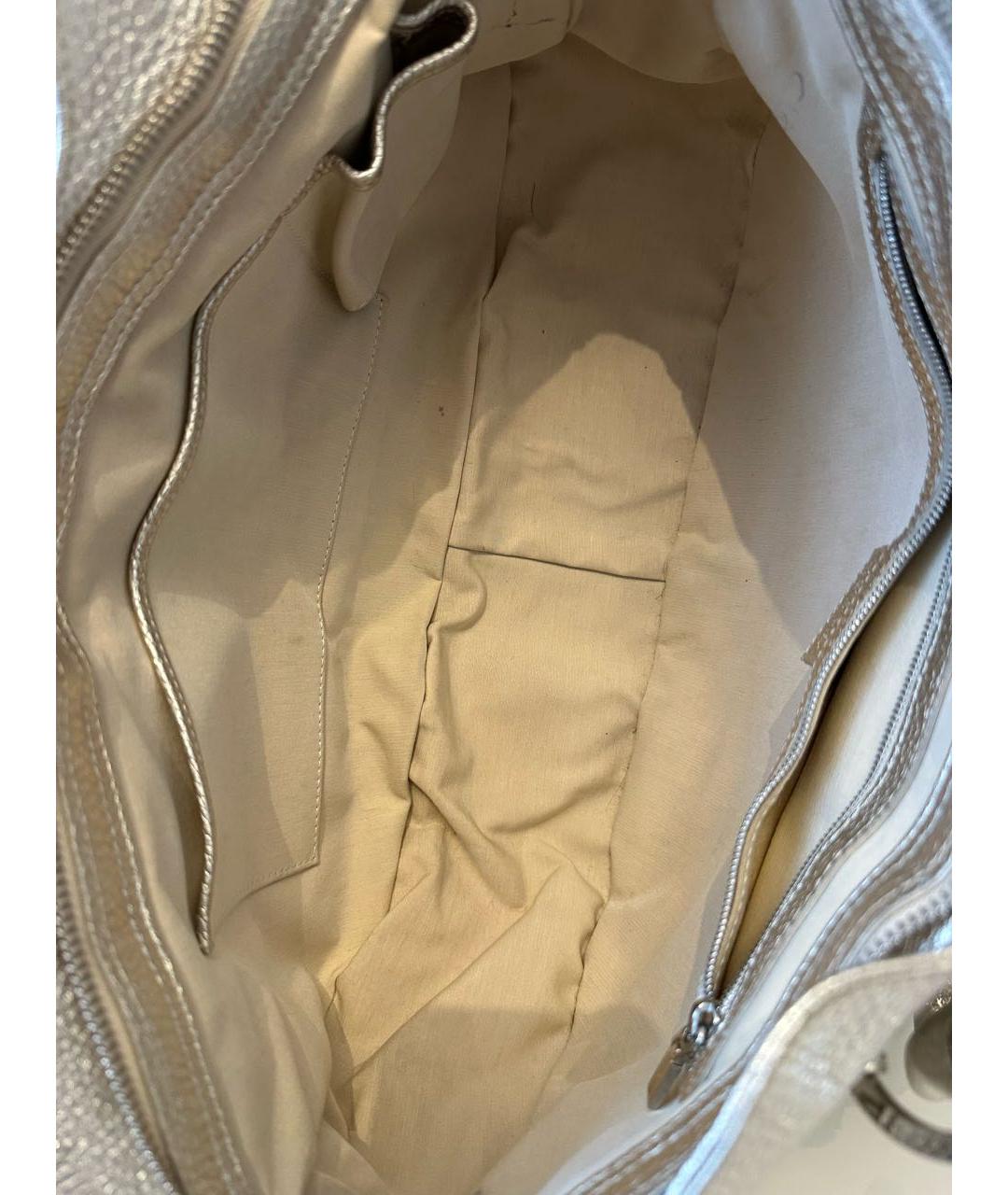 VERSACE Серебряная тканевая сумка с короткими ручками, фото 4