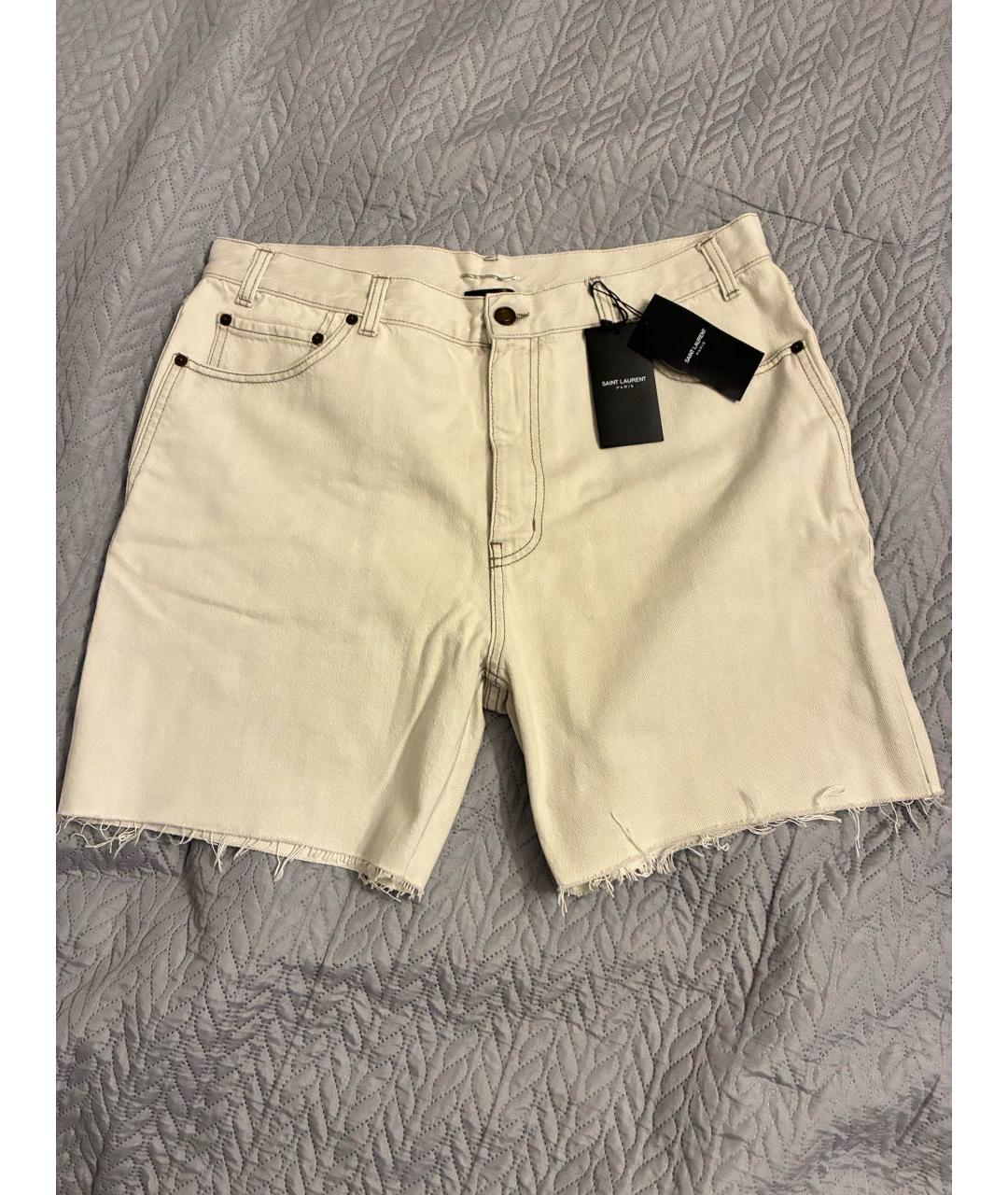 SAINT LAURENT Белые деним шорты, фото 5