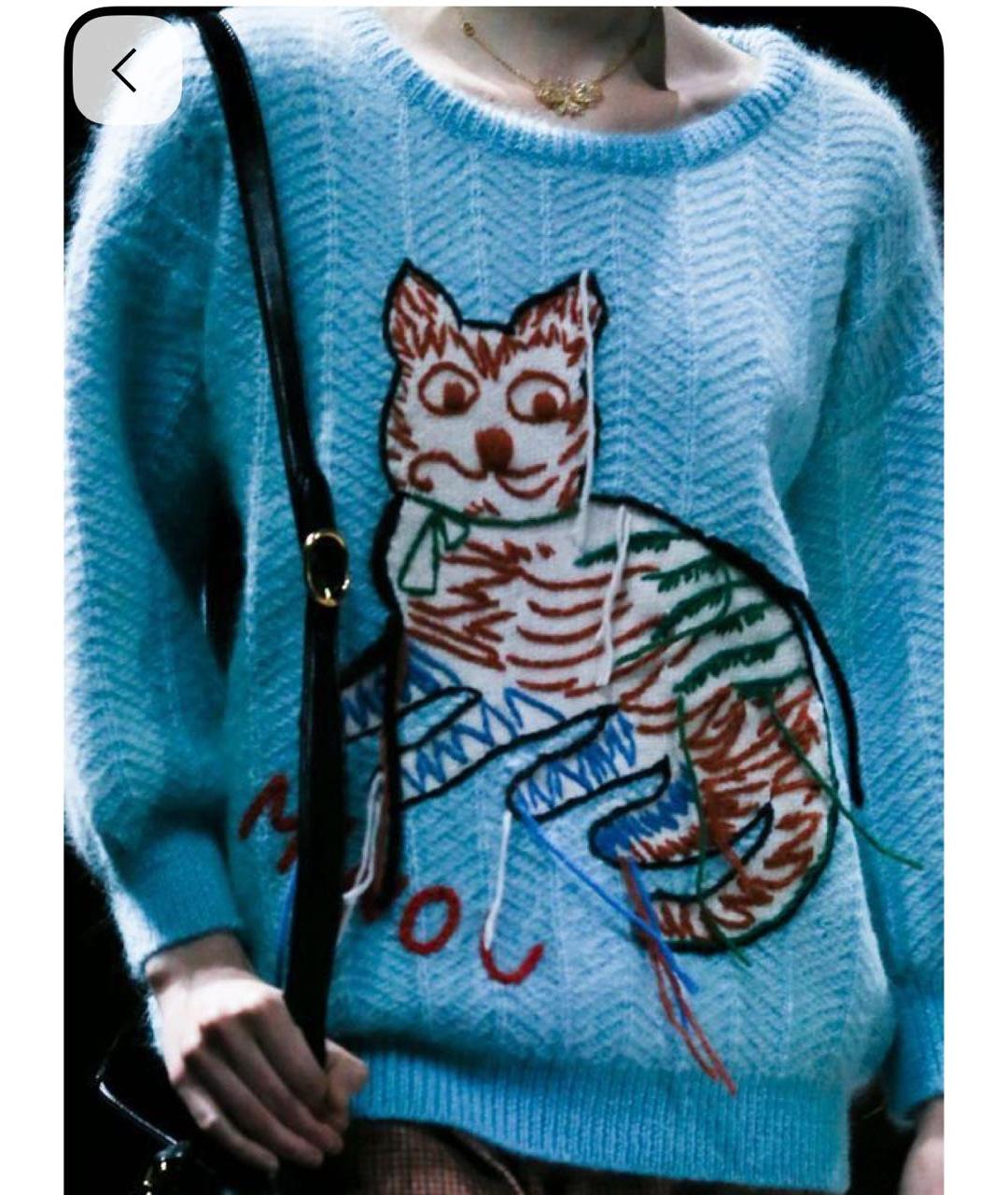 GUCCI Голубой шерстяной джемпер / свитер, фото 6